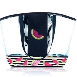 Thirty-One In The Clear Tote Slice of Summer W/Summer Slice Red embroidery NWOT